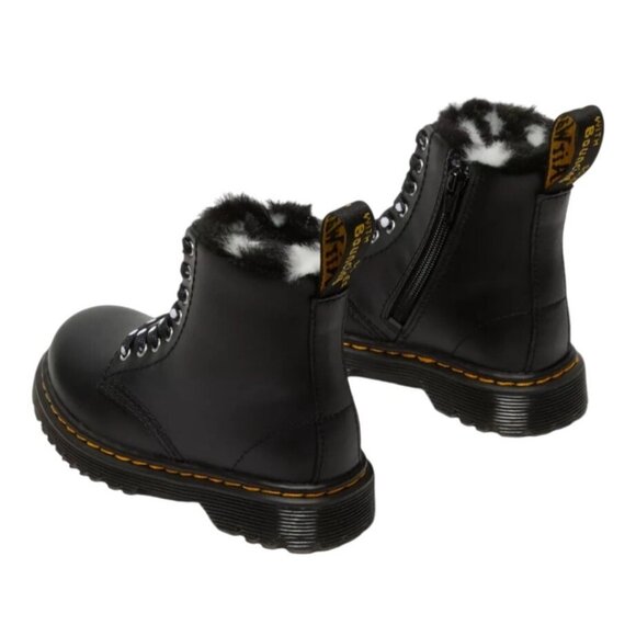 Dr. Martens Junior 1460 Serena Faux Fur Lined Leather Boots Black Girls 4 Wms 6 - Picture 8 of 12